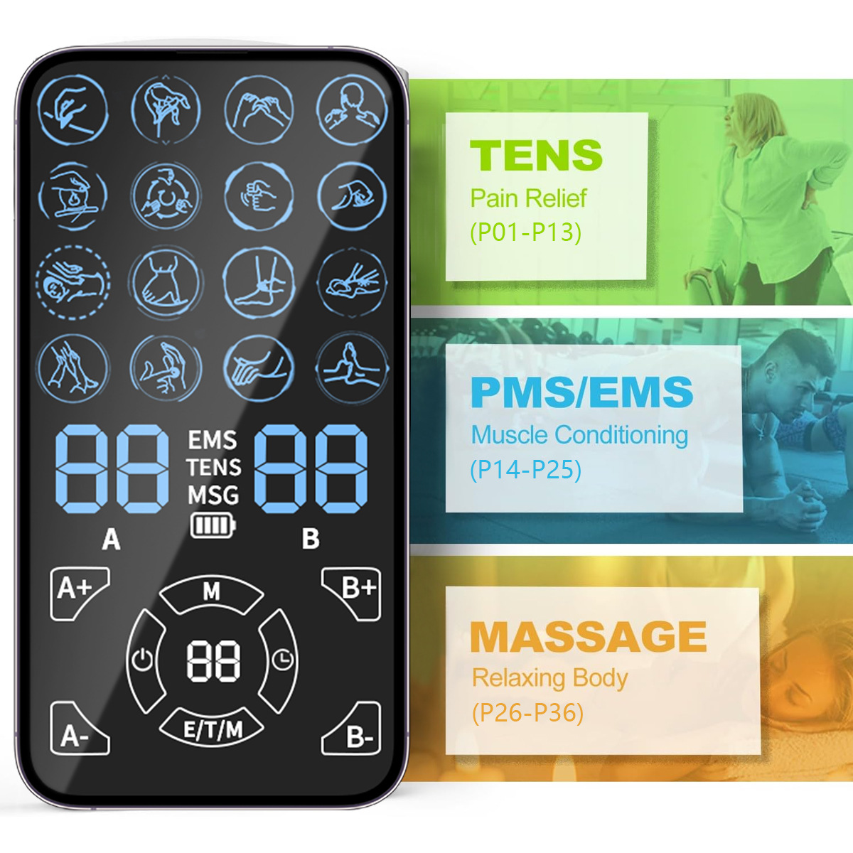 Tens Pain Relief Unit - Massaggiatore TENS EMS per il sollievo